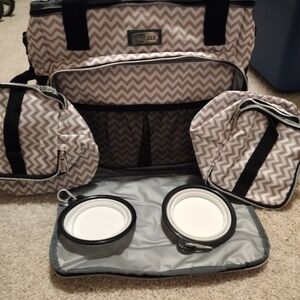 BaglHer Chevron Pet Travel Bag Set